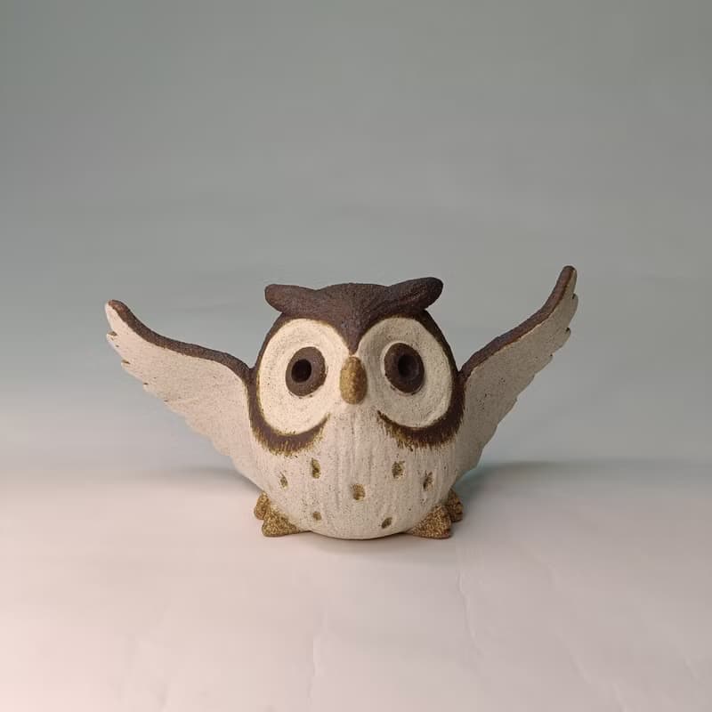 展翅Q版貓頭鷹/陶藝品/原創