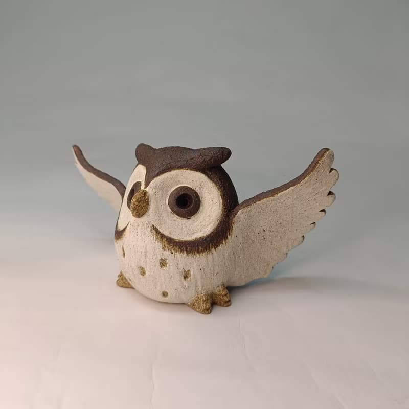 展翅Q版貓頭鷹/陶藝品/原創