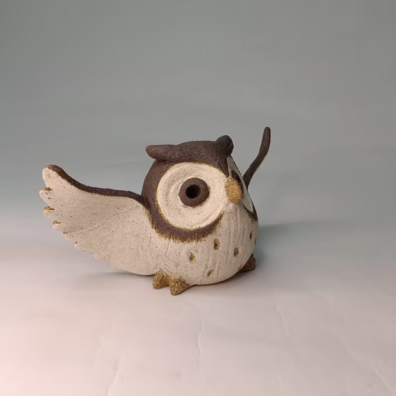 展翅Q版貓頭鷹/陶藝品/原創
