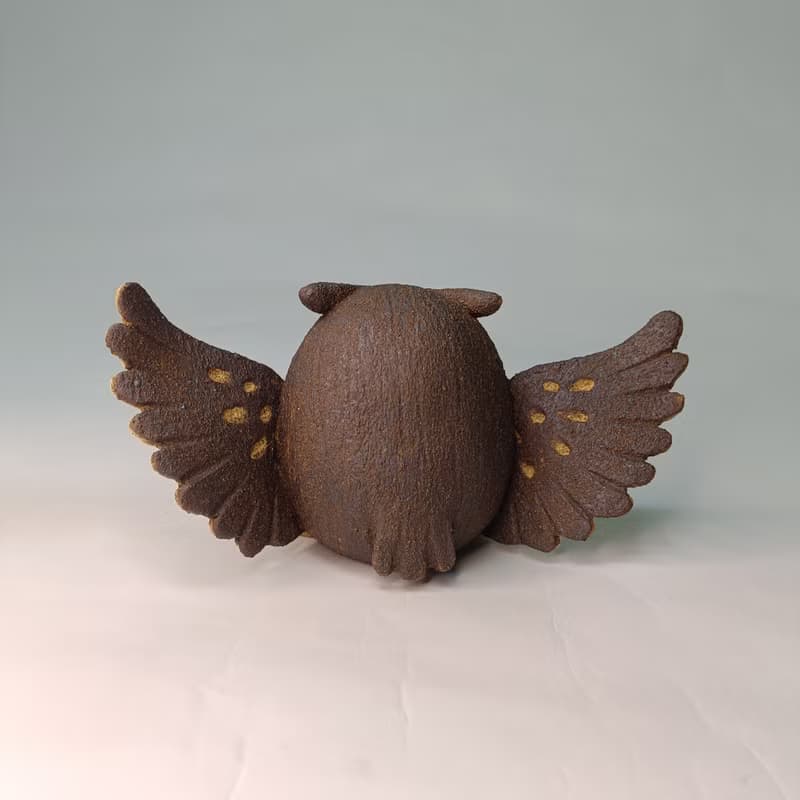 展翅Q版貓頭鷹/陶藝品/原創