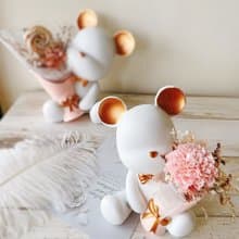 Miss。花謎 【小熊的祝福】熊熊桌花 盆花  情人節 禮物 香皂