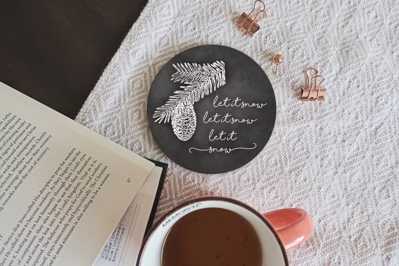 聖誕交換禮物 | 現代農莊鄉村風杯墊 | 聖誕歌曲Let it snow