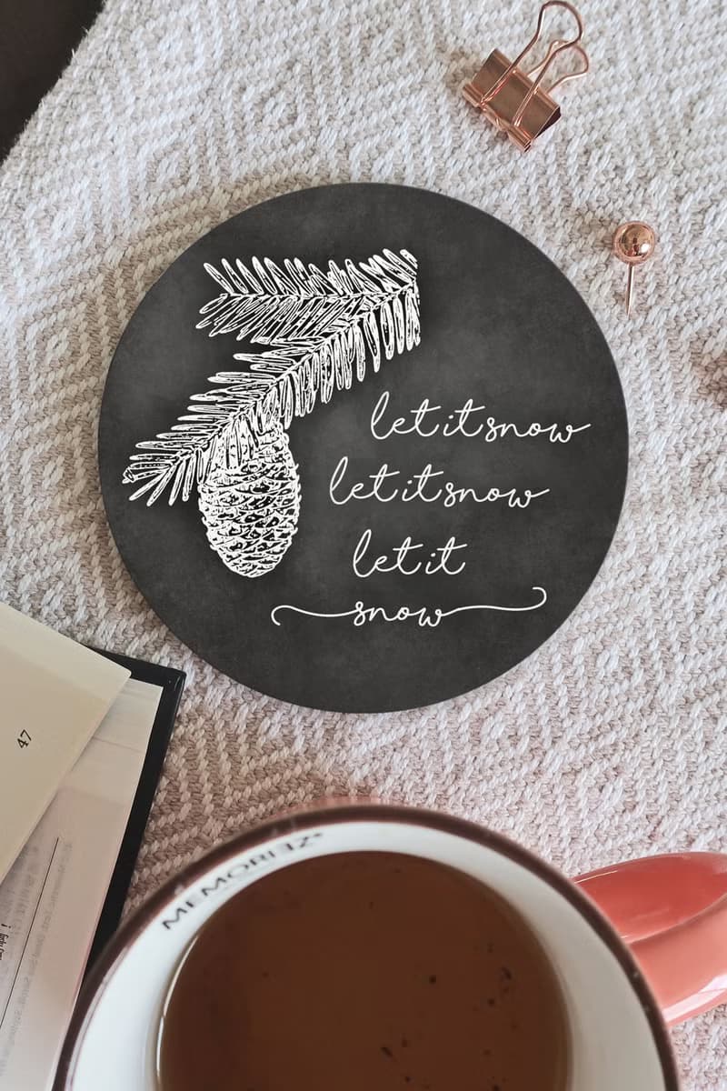 聖誕交換禮物 | 現代農莊鄉村風杯墊 | 聖誕歌曲Let it snow