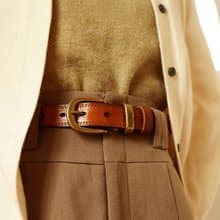 【男女皆宜】美式復古真皮腰帶 純銅扣頭皮帶 百搭牛仔褲工裝褲帶