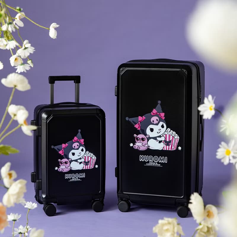 【三麗鷗】KUROMI酷洛米 28吋拉鍊款胖胖箱 行李箱 旅行箱-吃貨黑