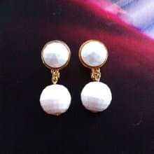 Vintage Jewelry 西洋古董飾品 MONET 小巧小白珠 夾式耳環
