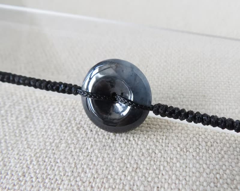 本命年【歲歲平安】冰烏雞翡翠絲光編織手鍊*SW26*招財開運