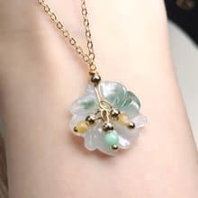 冰種翡翠花花設計款項鍊 14K包金 | 天然緬甸A貨翡翠 | 送禮