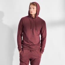 北歐極簡 - Hoodie 男用有機棉帽T - 勃根地紅