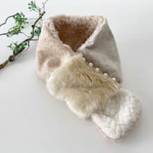 モコモコあったか　ネックアクセサリー　上品マフラー　パール付き　やわらかピンク　ネックアクセサリー