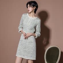 【MEDUSA】毛呢珍珠小香風洋裝(M-XL) | 毛呢洋裝 小香風 小禮服
