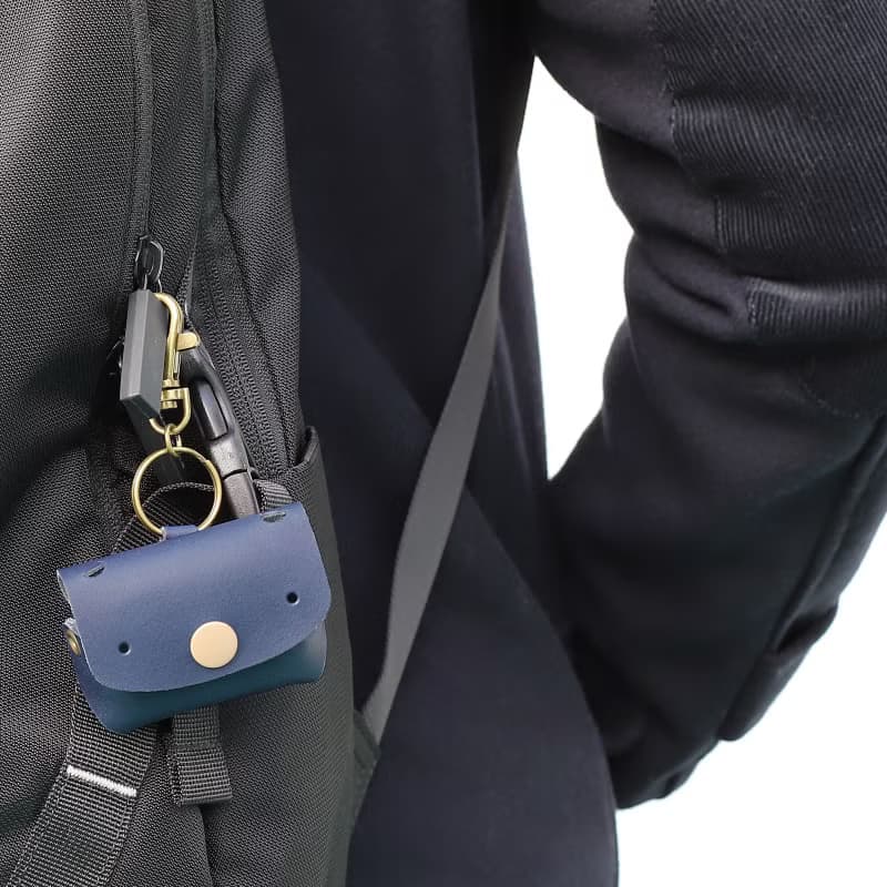 常見的Goody Tre 海軍藍真皮革手工 AirPods 3 保護套