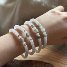 【翡翠】白翡經典設計手珠