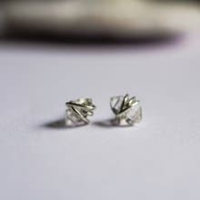 SV925/ 14KGF 纏繞 單顆赫基默鑽石耳環(耳夾) Herkimer 閃靈鑽