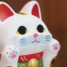 京都RYUKODO 貼窗親親開運招財貓-白/金