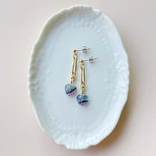 Fluorite petit heart ピアス/イヤリング blue purple