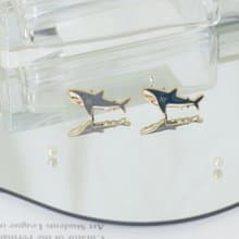 大白鯊 Great white shark 鯊魚 夾式耳環 醫療鋼針 生日禮物