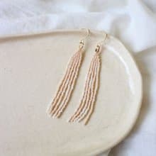 串珠耳飾_小流蘇/杏色/beading earing