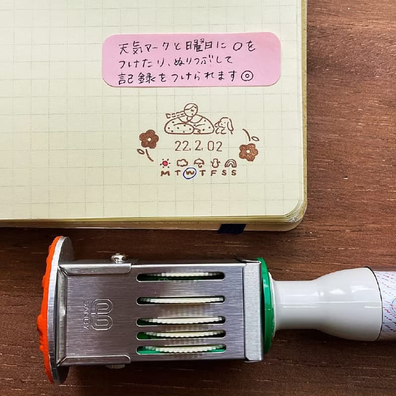 日付印 マールちゃん お花 ゴム印製 サンビー 12号小判 テクノタッチデーター 女の子 日本製 san-12kbn-m-002