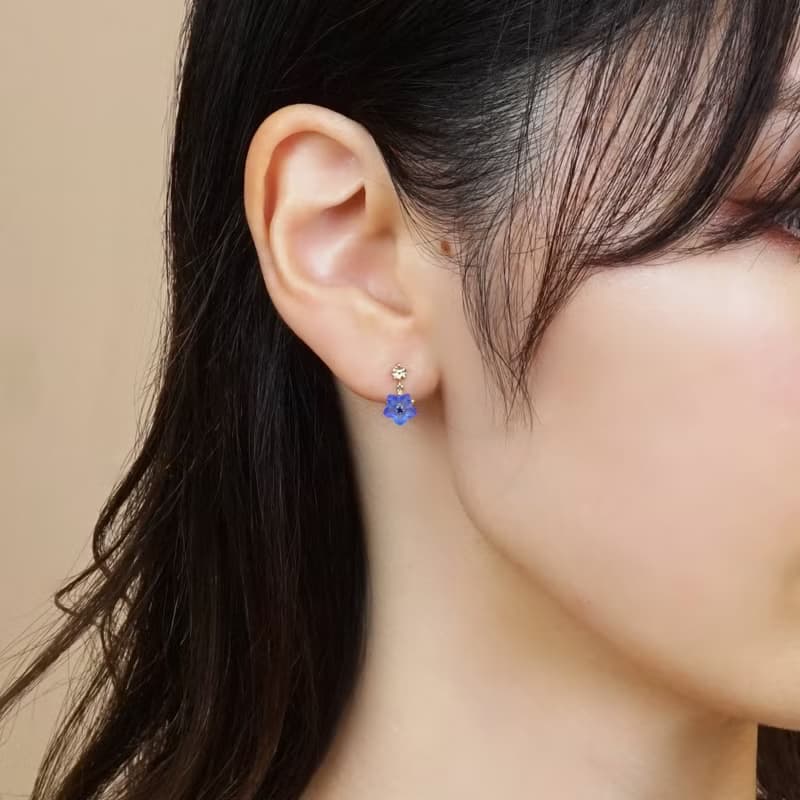 【誕生花珠寶】 九月 - 龍膽耳環 (18K/10K 黃金)