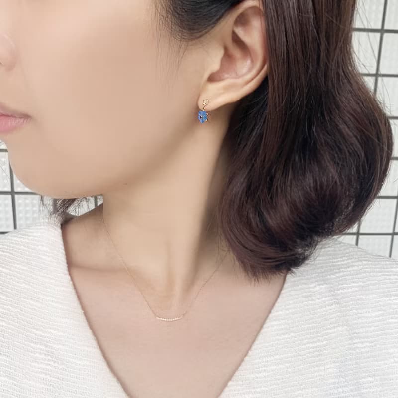 【誕生花珠寶】 九月 - 龍膽耳環 (18K/10K 黃金)