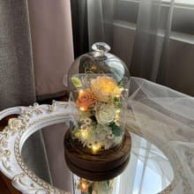 永生花-奶油/紅 不凋花 玫瑰 夜燈 玻璃罩 生日送禮 情人節禮物
