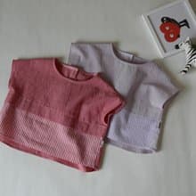 子供服　ストライプ切替えブラウス