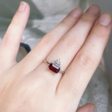 天然石榴石 紅石榴石戒 1.45克拉 925純銀 1月誕生石 聖誕禮物