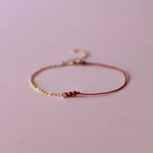 【禮物】獻上祝福 吉祥開運 14k注金手鍊+ 紅蠟線 生日、祝