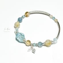 曙光松蘿湖-原礦拓帕石.鈦晶.藍晶石-純銀設計款手鍊
