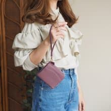 Anna (Grape): Mini wallet, short wallet, cow leather, Bifold Zipper, Purple