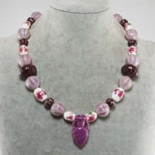 Lilac Purple Lavender Porcelain Ceramic Aroma Therapy Bottle Necklace Jewelry
