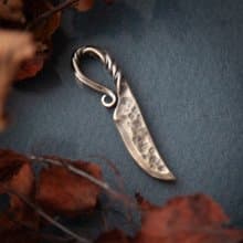 Big rustic knife pendant. Massive blacksmith necklace. Knife jewelry. Weapon