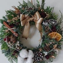 可乾燥新鮮雪松聖誕花圈 森林金 附包裝禮盒