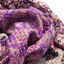 刺繡絲巾/絲綢刺繡圍巾/手縫紗麗線絲巾/印度絲綢刺繡圍巾-印度風