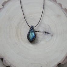 特價出清~N60~拉長石 l 南美蠟線 l 手工編織 l 項鍊