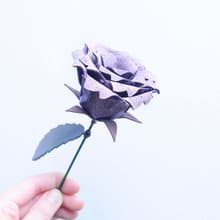 皮革玫瑰花—擦蠟紫 皮革材料包 免費壓字 皮革花 情人節禮物