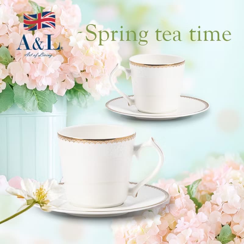 【A&L】簡約優雅_骨瓷咖啡_午茶對杯禮盒組