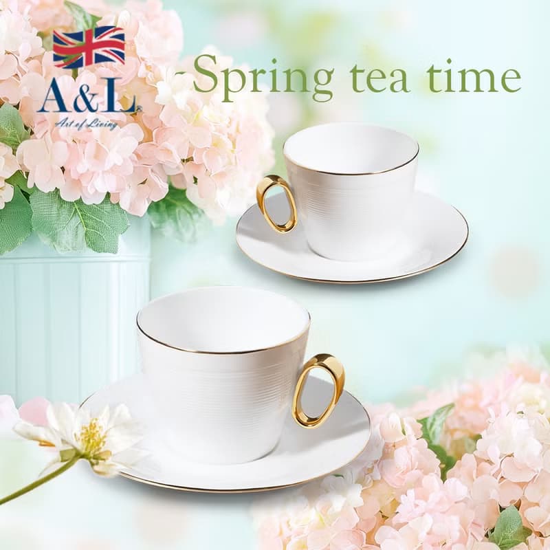 【A&L】簡約優雅_骨瓷咖啡_午茶對杯禮盒組
