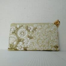 鶯色 刺繍名刺入れ
