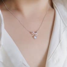 925純銀 經典款 蝴蝶結 愛心 月光石 項鍊 鎖骨鍊 長鍊 免費包裝