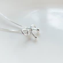 925純銀 不對稱蝴蝶結 細盒子鍊 項鍊 鎖骨鍊 短鍊 長鍊 免費包裝