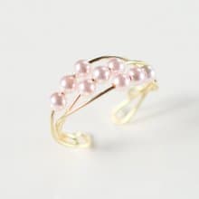 2Way Ring & Ear cuff 14kgf Three Strands Swarovski Pearl  Ring SAKURA color