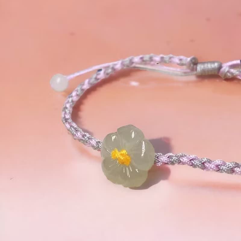 冰種翡翠花花編織手鍊 | 天然緬甸玉A貨翡翠 | 送禮
