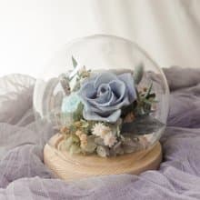 永生花玻璃盅-灰藍色