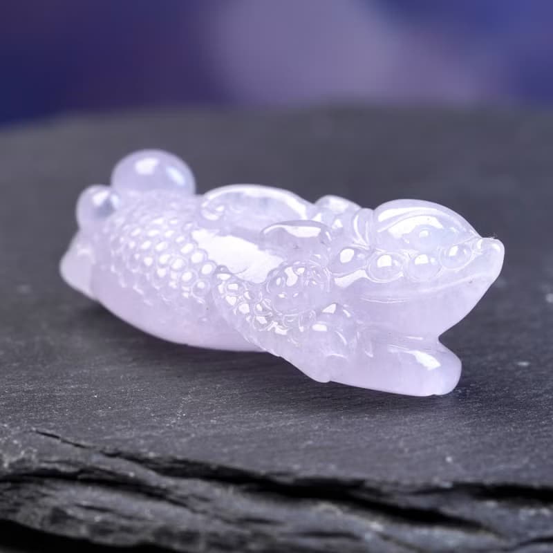 冰種紫羅蘭翡翠精雕三腳蟾蜍 | 天然緬甸玉翡翠A貨 | 送禮