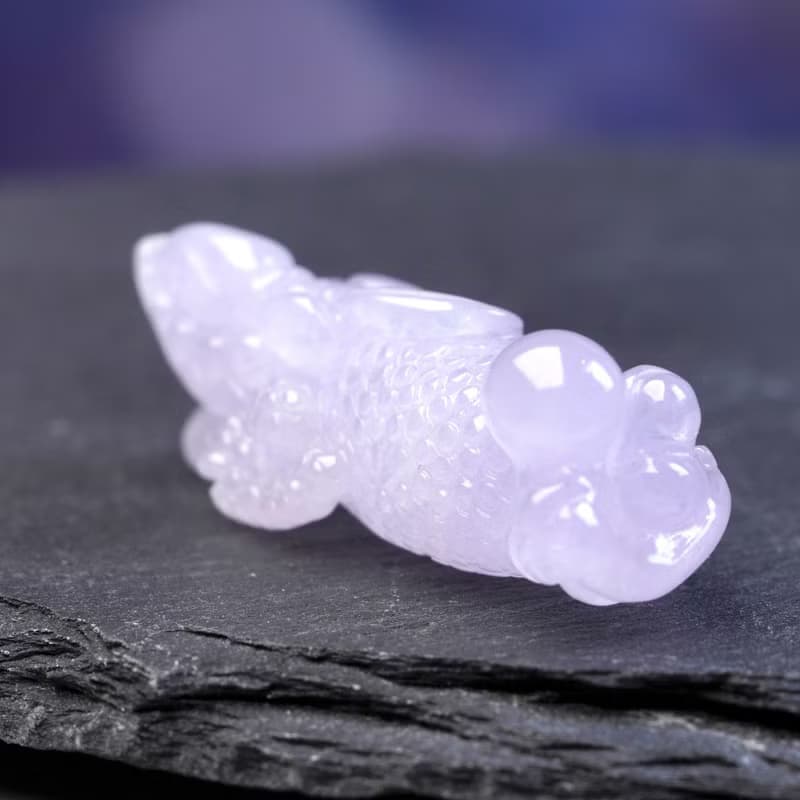 冰種紫羅蘭翡翠精雕三腳蟾蜍 | 天然緬甸玉翡翠A貨 | 送禮