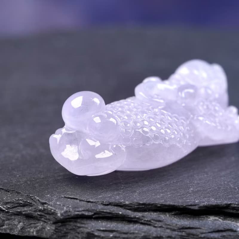 冰種紫羅蘭翡翠精雕三腳蟾蜍 | 天然緬甸玉翡翠A貨 | 送禮