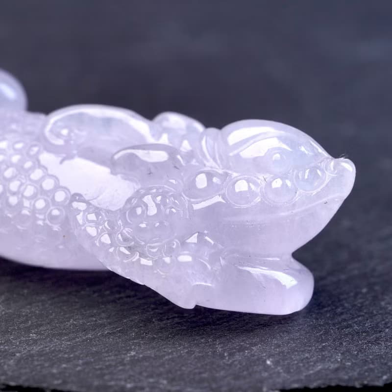 冰種紫羅蘭翡翠精雕三腳蟾蜍 | 天然緬甸玉翡翠A貨 | 送禮