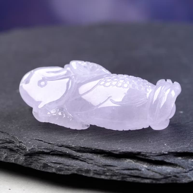 冰種紫羅蘭翡翠精雕三腳蟾蜍 | 天然緬甸玉翡翠A貨 | 送禮